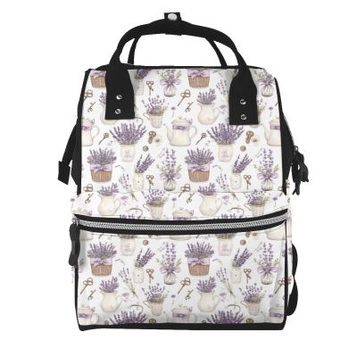 TZTTZT Elegant Lavender Print Diaper Bag Backpack, Toddler Baby Girl Boy Diaper Bag for Mom Dad, Mommy Bags Travel Baby Bags for Women Men