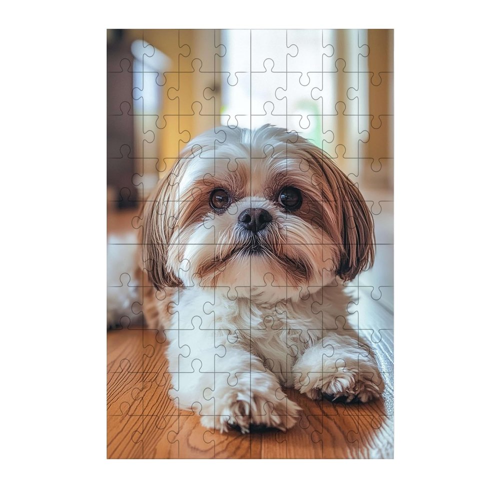 1000 Pieces Wooden Jigsaw Puzzle Shih Tzu Cute Puppies Challenging Educational Intellectual Decompressing Stress Relief Brain Fun Games Gifts Family Activities Home Decor 29.5x19.7 Inch