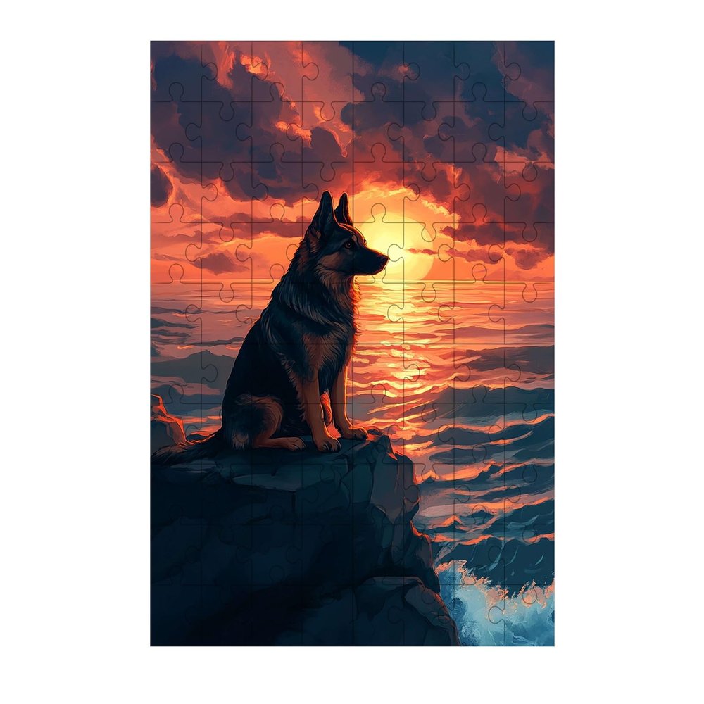 1000 Pieces Wooden Jigsaw Puzzle Sunset German Shepherd Cute German Shepherd Dog Challenging Educational Intellectual Decompressing Stress Relief Brain Fun Games Family Activities 29.5x19.7 Inch