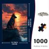 1000 Pieces Wooden Jigsaw Puzzle Sunset German Shepherd Cute German Shepherd Dog Challenging Educational Intellectual Decompressing Stress Relief Brain Fun Games Family Activities 29.5x19.7 Inch view 2