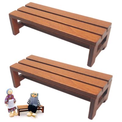 2Pcs Mini Bench 1:12 Scale Mini Benches for Crafts Tiny Wooden Furniture for Dollhouse Accessories and Model Scenes