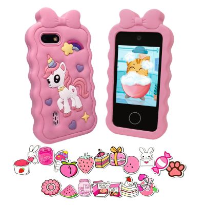 Kids Smart Phone for Gifts Birthday Christmas,Gimubaba Toy Phone Toddler Cell Phone Play Phone with 2.8" Touchscreen/Dual Camera/TF Card for Playing Game/Music/Learning (Bright Pink)