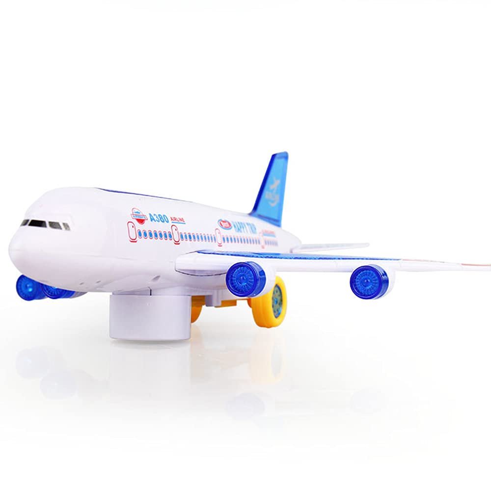 Electric Kids Action Toy Airplane, with Lights and Sounds, for Boys and Girls Gift (White)