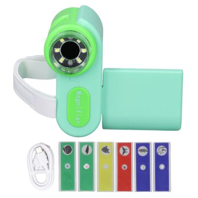 Kids Microscope 1000X Handheld Digital Microscope, Portable Microscope with 2 Inch Color Display, DV Camera for Home School Outdoor Science Exploration (Green)