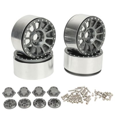 4 Pcs 2.6in Beadlock Wheels Rims, Aluminum Alloy RC Crawler Wheels for 1/10 Remote Control Car, Reusable Non - Adhesive Off - Road Rims with High Wear Resistance (Ti Color)