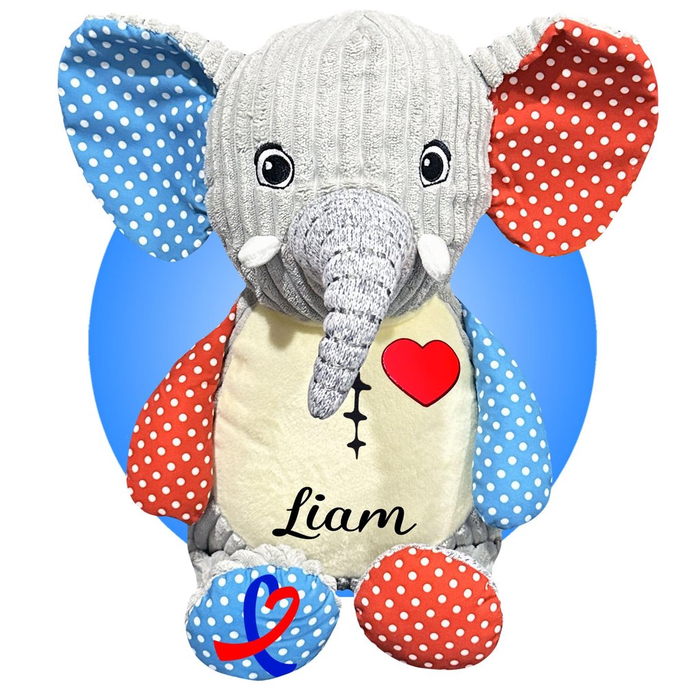Kikilishop Heart Surgery Gifts for Kids - Personalized 17" Custom Scar Buddies - Choose Your Heart + Scars - Gifts for Heart Surgery - CHD Awareness Products (Sensory Elephant)