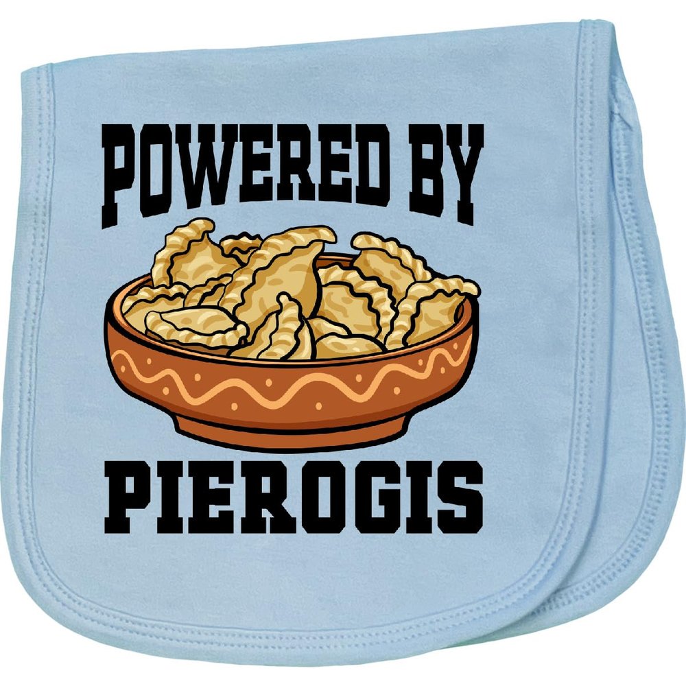 inktastic Powered by Pierogis Baby Burp Cloth Light Blue 48330