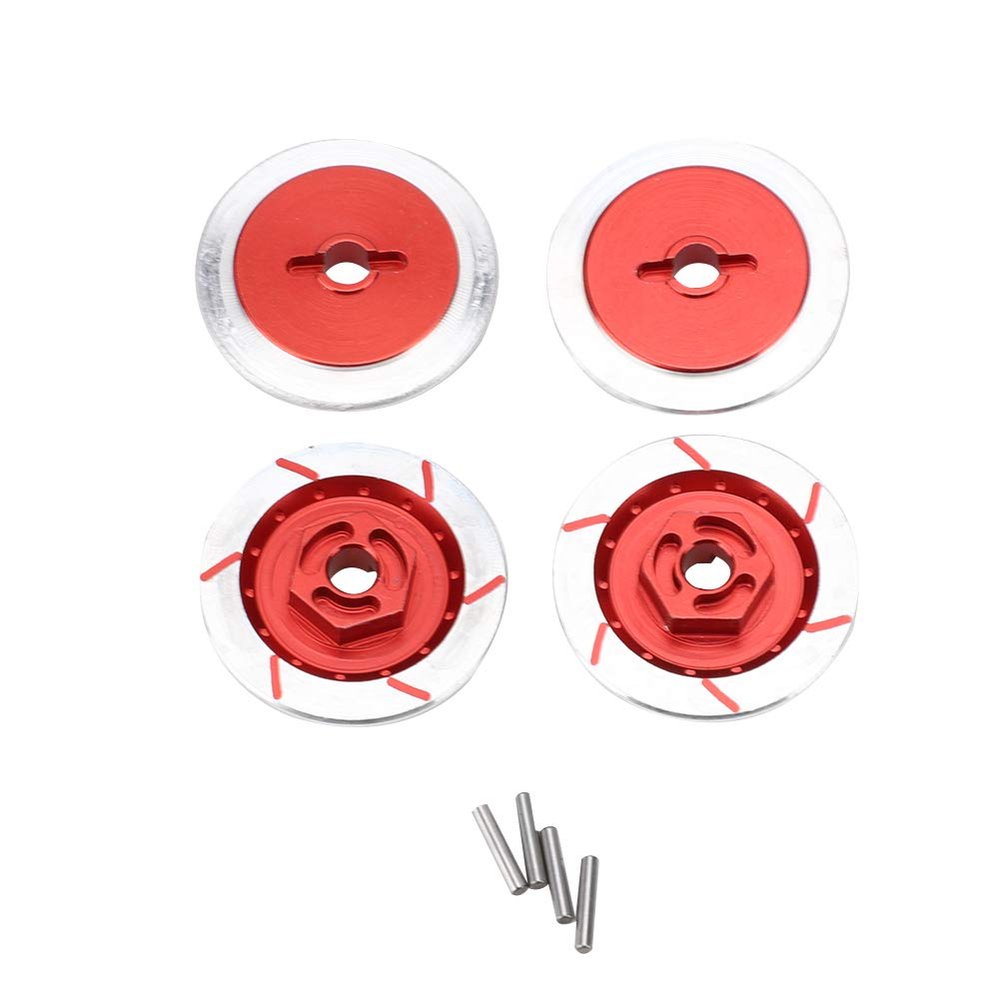 Gucagle RC Brake Disc Aluminum Alloy Wheel Accessory High Performance Non Directional Braking Surface Durable Upgrade Part for HSP 94123 R31 1/10 RC Car 4pcs Set Yellow Red Purple Pink (Red)
