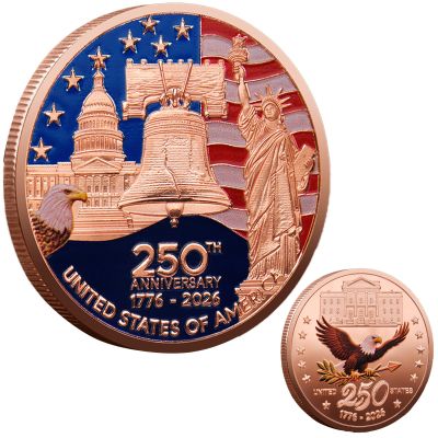 2026 U.S. Independence 250th Anniversary Commemorative Coin Relief Design Suitable for Parent-Child Education, Decoration, Gifting, and Collectible Coin Replica Sets(Copper Red)