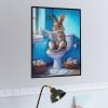 500 Piece Wooden Jigsaw Puzzle Comical Rabbit Reading Newspaper in Bathroom, Lighthearted Animal Art, Leisure Puzzle, Humor Decor, Gift view 2