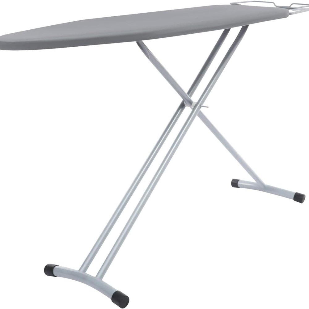 Folding Ironing Board with Adjustable Height , Carbon Steel X-Legs, Scorch-Proof Polyester Cover & Iron Rest Stand
