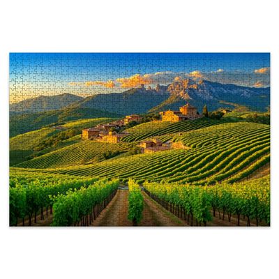 Puzzles for Adults 1000 Pieces Vineyard Landscape Rolling Hills Mountain Views Sunset Wooden Jigsaw Puzzles Challenging Clearance Puzzle Fun Family Game Kids Toy Gift Home Decor