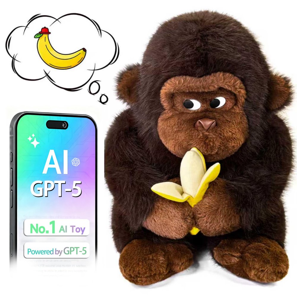 AI Talking Interactive Toy Figure, ChatGPT Large Smart Stuffed Animal Gorilla with Real Time Voice, Educational Companion Toy for Girls and Boys, for Kids,Seniors & Elderly.