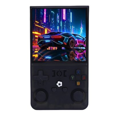 VELATEMOR R36MAX Retro Handheld Game Player with Powerful Performance for Endless Nostalgic Gaming Experience, Portable for on The Go Fun - Transparent Black (64G)