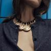 Bohemian Round Metal Pendant Hand Woven Knotted Wax Rope Necklace,golden,40+7cm view 3