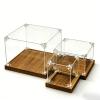 Hobby Display Cases with Wood Base, L 8 12 16 20in, Visible Action Figure Protector for Collectibles Trophy, Model Storage Bins(10x10x10cm (4x4x4in)) view 2