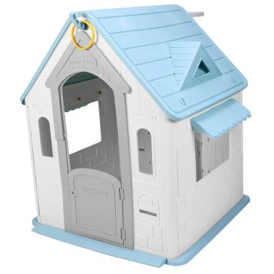 ToysCentral Basics Playhouse with Basketball Hoop Dartboard Indoor/Outdoor Playset Garden Games Cottage for Toddlers
