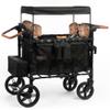 Real Relax Wagon Stroller for 4 Kids, Collapsible 4-Seater Stroller Wagon with 5-Point Safety Harness, UV-Protection Canopy, Detachable Tray, Adjustable Handle, All-Terrain Wheels view 1