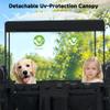 Real Relax Wagon Stroller for 4 Kids, Collapsible 4-Seater Stroller Wagon with 5-Point Safety Harness, UV-Protection Canopy, Detachable Tray, Adjustable Handle, All-Terrain Wheels view 4