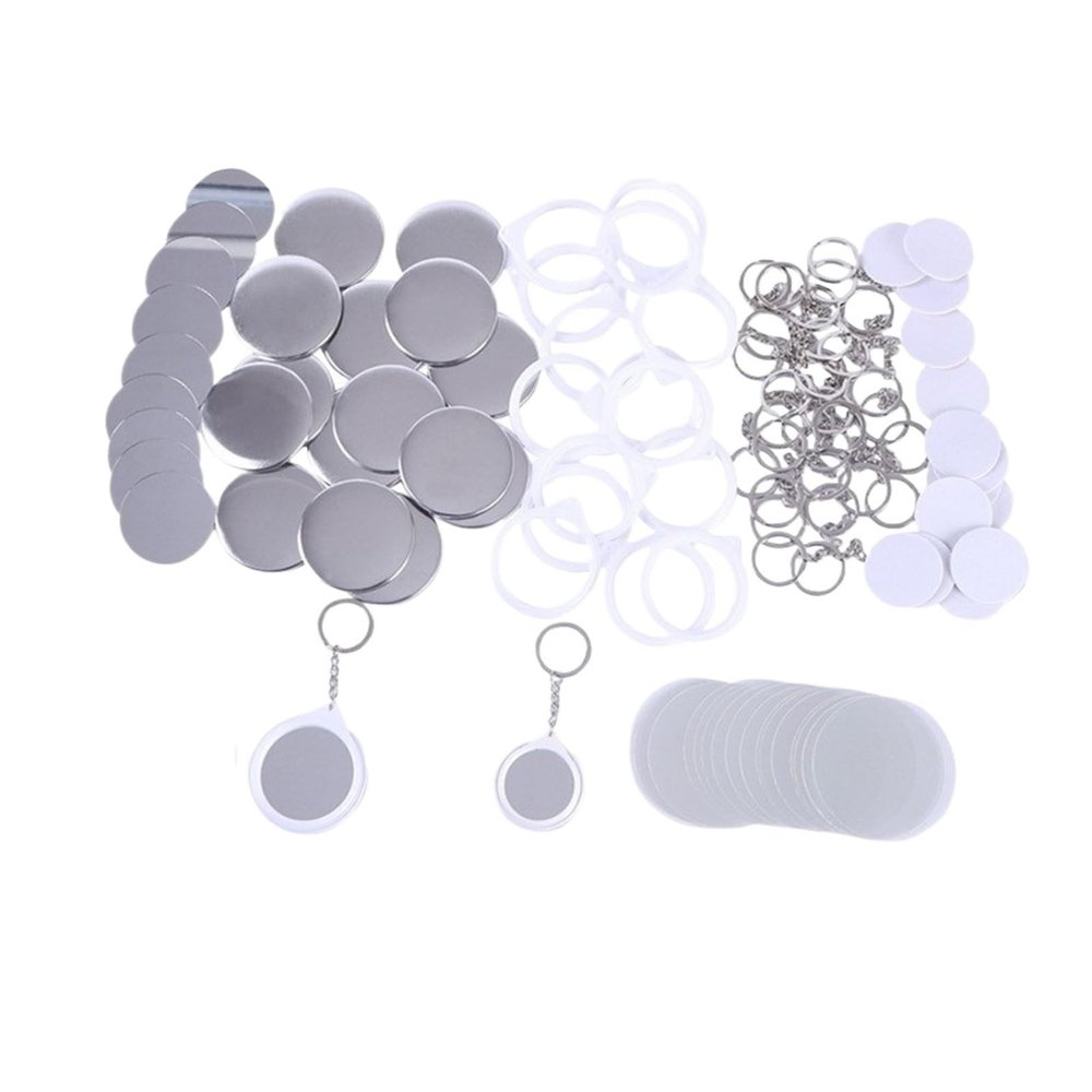Blank Button Making Supplies 100sets 44mm/58mm DIY Blank Mirror Keychain Badges Kit for Button Badge Making Personalized Gifts Press Maker(58mm)