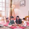 JIQHOHX Splice Interlocking Carpet 12 Pieces Square Plush Puzzle Foam Mat, Fluffy Interlocking Rug, Interlocking Foam Rug, Multi-Purpose Floor Mats Foam Carpet (Dark Curry+Rose Red) view 2