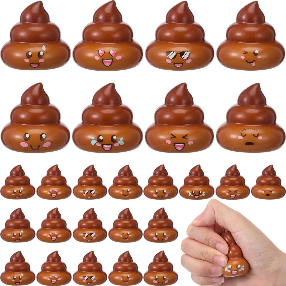Leyndo 25 Pcs Original Poop Stress Ball Stretchy Sensory Poop Toys Poo Figures for Halloween Party Favors Joke Tricky Anxiety Relief Decor in Funny Pose Birthday Gift Prizes (Brown)