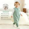 Chilsuessy Toddler Sleep Sack with Feet 6-18 Months, 0.5 TOG Cotton Baby Wearable Blanket with Legs, Sleep Bag Walker with 2-Way Zipper, Dark Green view 2