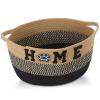 Acellegic Dog Toy Storage Basket - Large Woven Rope Organizer Bin with Home Paw Patch, 13'' x 8.7'' Decorative Pet Bin Box for Living Room, Cotton Rope Basket for Dog Toys Blankets Accessories view 1