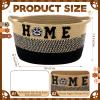 Acellegic Dog Toy Storage Basket - Large Woven Rope Organizer Bin with Home Paw Patch, 13'' x 8.7'' Decorative Pet Bin Box for Living Room, Cotton Rope Basket for Dog Toys Blankets Accessories view 2