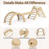 CMFYDAILY Large Pikler Triangle Set, 7-in-1 Toddler Climbing Toys Indoor, Wooden Montessori Climbing Set with Arch Ramp Ladder, Foldable Baby Jungle Gym Playground (Wood) view 2