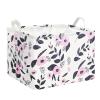 Mziart Cute Storage Basket with Handles, Rectangle Nursery Toy Storage Bins for Baby Kids Girls Room Decor, Waterproof Canvas Gift Basket Empty (Pink Flowers) view 1