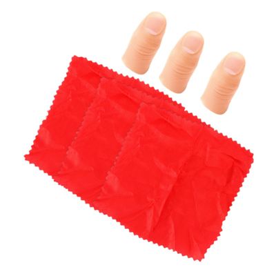 BESTonZON Silk Scarf Trick Props with 3pcs Realistic Fake Finger Thumb Tips Magic Set for Magician Stage Performance Party Close-up Illusion Kit
