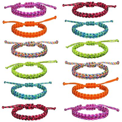 YANMIN 12pcs Braided Paracord Friendship Bracelets for Teen Boys Girls Handmade Adjustable Paracord Bracelet Tween Teenager Birthday Party Favors Goody Bag Fillers Carnival Graduation Gifts