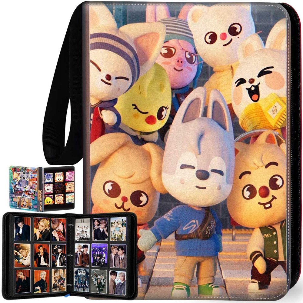 Stray Photocards Binder 1008 Pockets, Stray Fans Gifts & SKZOO Merch Collectors, 9-Pocket Portable Waterproof Display Kpop Photo Cards Collector Ablum Holder Book with 56 Removable Sleeves - SKZOO