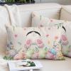 Toddler Pillow Covers 16x24 Inch, Easter Decorative Pillowcase with Zipper, Microfiber Pillow Protector, Country Spring Rabbit Feet Eggs Botanical Flowers Breathable Throw Pillowcases for Sofa Bed view 1
