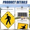 Solar Pedestrian LED Flashing Crossing Sign, Aluminum Road Signs Traffic Blinking Street Warning Sign Heavy Duty, Solar-Powered Road Signs, Aluminum Rust-Proof Metal Frame for CROS view 3