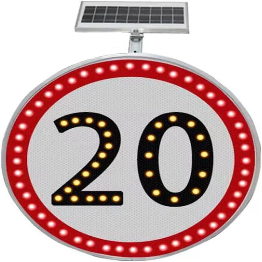 24" Solar Powered Solar Speed Limit Sign, LED Flashing Traffic Sign for Roadway, Waterproof Aluminum Traffic Signals (20)