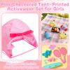 25 PCS Girl Doll Travel Camping Tent Set, 11.5 Inch Doll Camping Playset with Dolls Tent Skateboard Fashion Athletic Tennis Clothing Picnic Mat Food Accessories, Pretend Play Outdoor Adventure Toy view 3