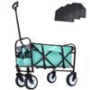 Heavy-Duty Collapsible Wagon Cart with Waterproof Plastic Liner Set  All-Terrain Utility Cart for Gardening, Beach, Camping & Grocery (Green + Steel) view 1