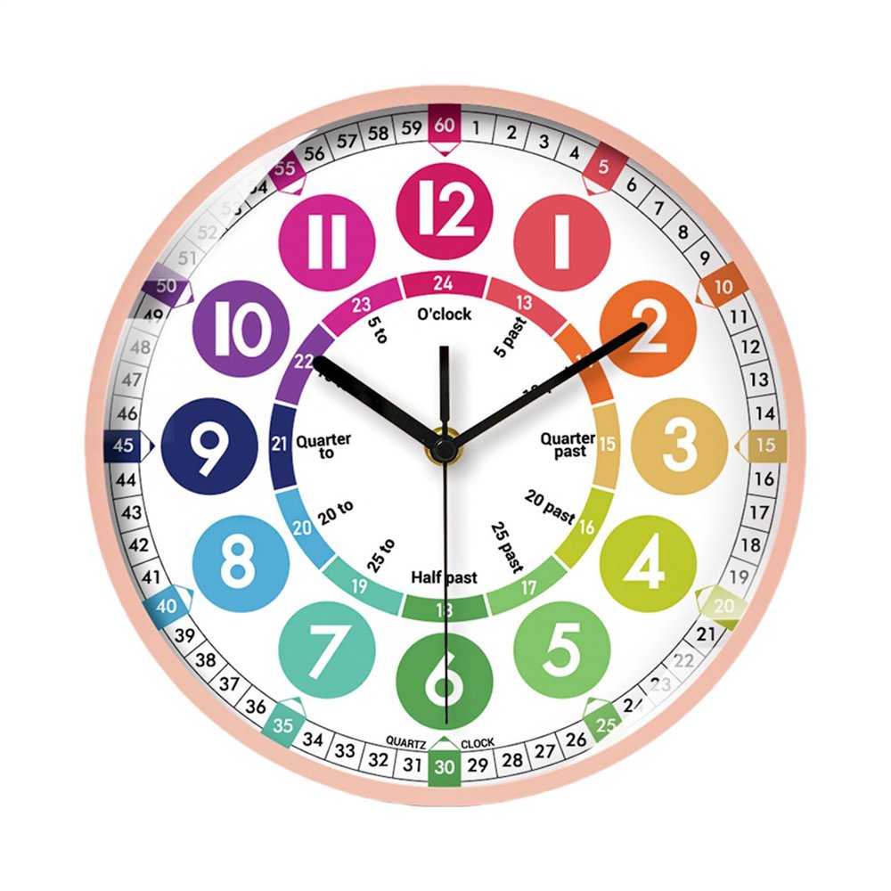 Learning Clock for Kids - Award-Winning Silent Wall Clock, Children Learn to Tell Time Easily, Non-Ticking Analog Teaching Clocks | Colorful Telling Time Clocks for Classrooms Bedrooms & Kids Rooms