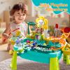 4-in-1 Kids Play Sink with Running Water, Mini Water Table with Detachable Legs, Upgraded Faucet and Dishes, Children Electric Dishwasher Toy, Kitchen Sensory Set (Blue) view 4
