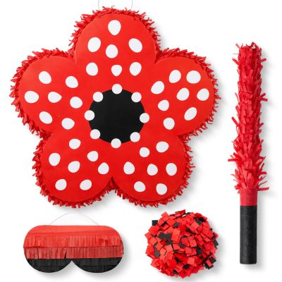 Arrowbash Red and Black Strange Flower Piata for Birthday Decoration Small Strange Themed Piata for Birthday Party Favor Gifts with Blindfold Stick and Confetti Adult Celebration