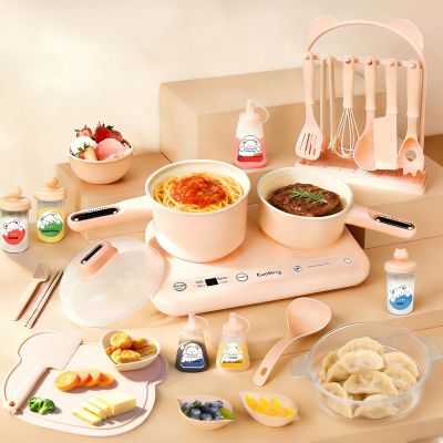 Fine Clutter Kids Cooking Sets Real Mini Kitchen for Food Making Ages 8-12, Junior Easy Montessori Educational Toys (Pink)