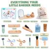 Wooden Makeup Toy Set -Hair Salon Toys - Kids Pretend Play -Beauty Salon Hair Kit - Functional Stylist Accessories with Hair Dryer Curling Iron - Christmas & Birthday Gift for Children view 2