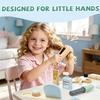Wooden Makeup Toy Set -Hair Salon Toys - Kids Pretend Play -Beauty Salon Hair Kit - Functional Stylist Accessories with Hair Dryer Curling Iron - Christmas & Birthday Gift for Children view 3
