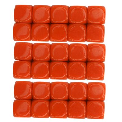 30PCS 16MM Dice Set Plastic Rounded 6 Sided Dice Cubes for Game Party Fun DIY Sticker Math Teaching (Orange)