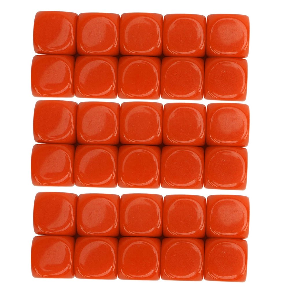 30PCS 16MM Dice Set Plastic Rounded 6 Sided Dice Cubes for Game Party Fun DIY Sticker Math Teaching (Orange)