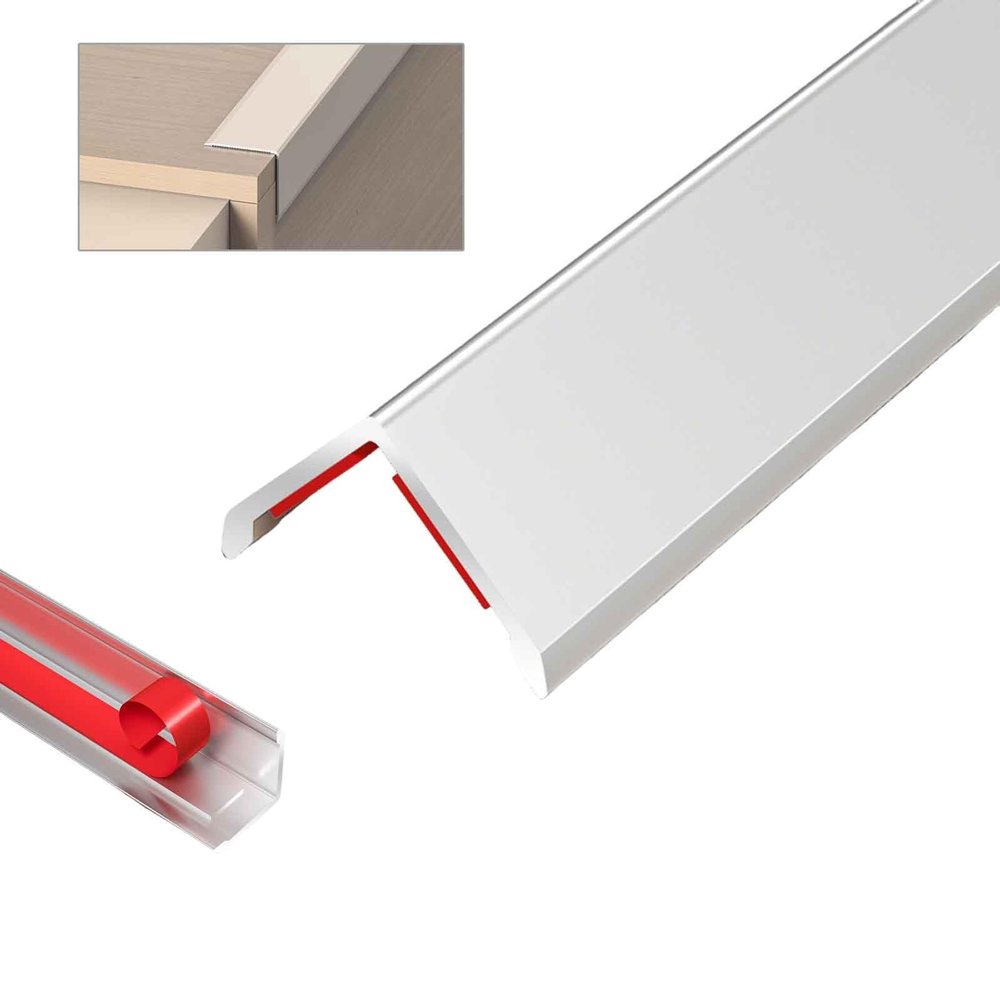 Aluminum L Molding Corner GuardsWall Corner Protector, 90-Degree Angle for Home,Office,Commercial Wall Protection, Self Adhesive Edge Trim(Beige,0.6x57in/1.5x145cm)