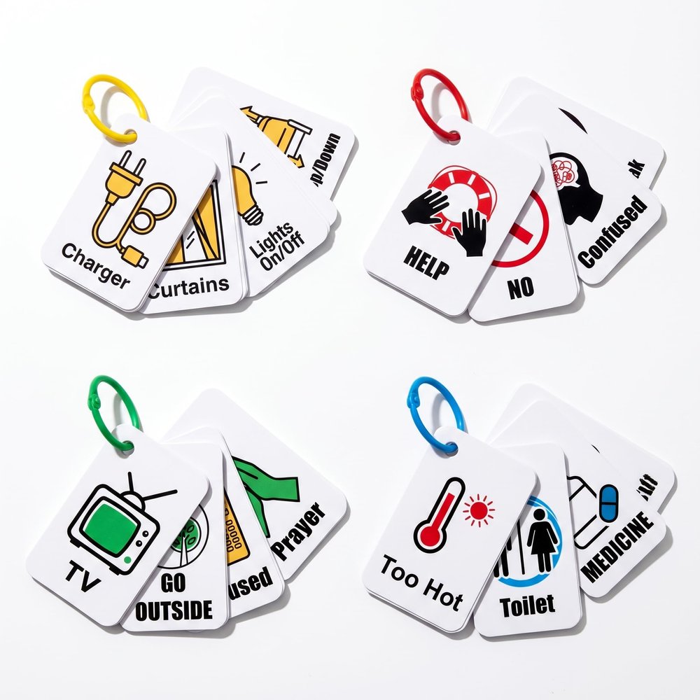 Aphasia Communication Cards for Adults, 50 PCS Visual AAC Aid