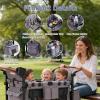 Stroller Wagon for 4 Kids, 4 Seater Wagon Stroller with Snack Tray, Large Storage Bag, Phone Cup Holder, Removable Canopy, Foldable Wagon Stroller 4 Seater with Adjustable Push Handles (Grey) view 2